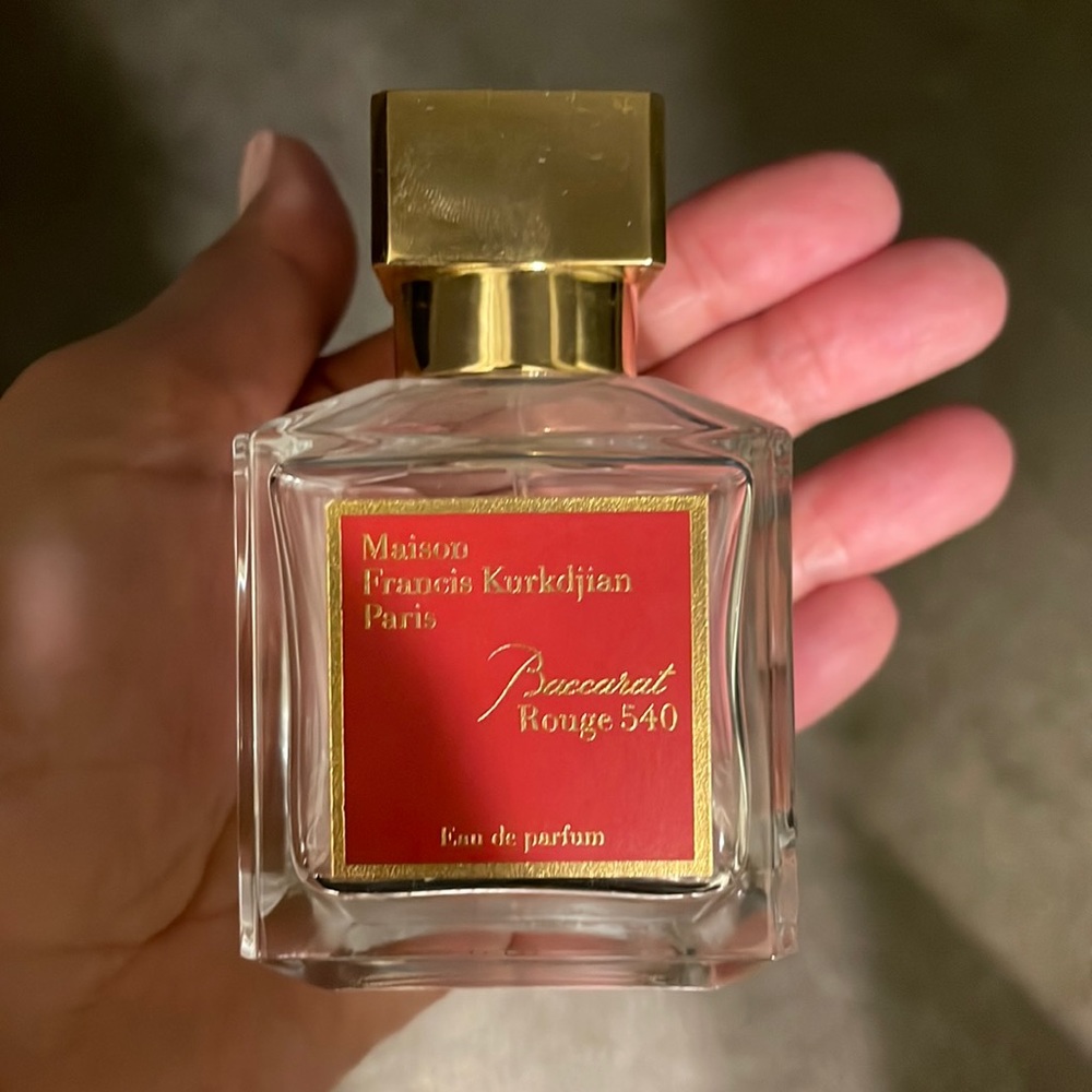 Empty bottle of Baccarat Rouge 540